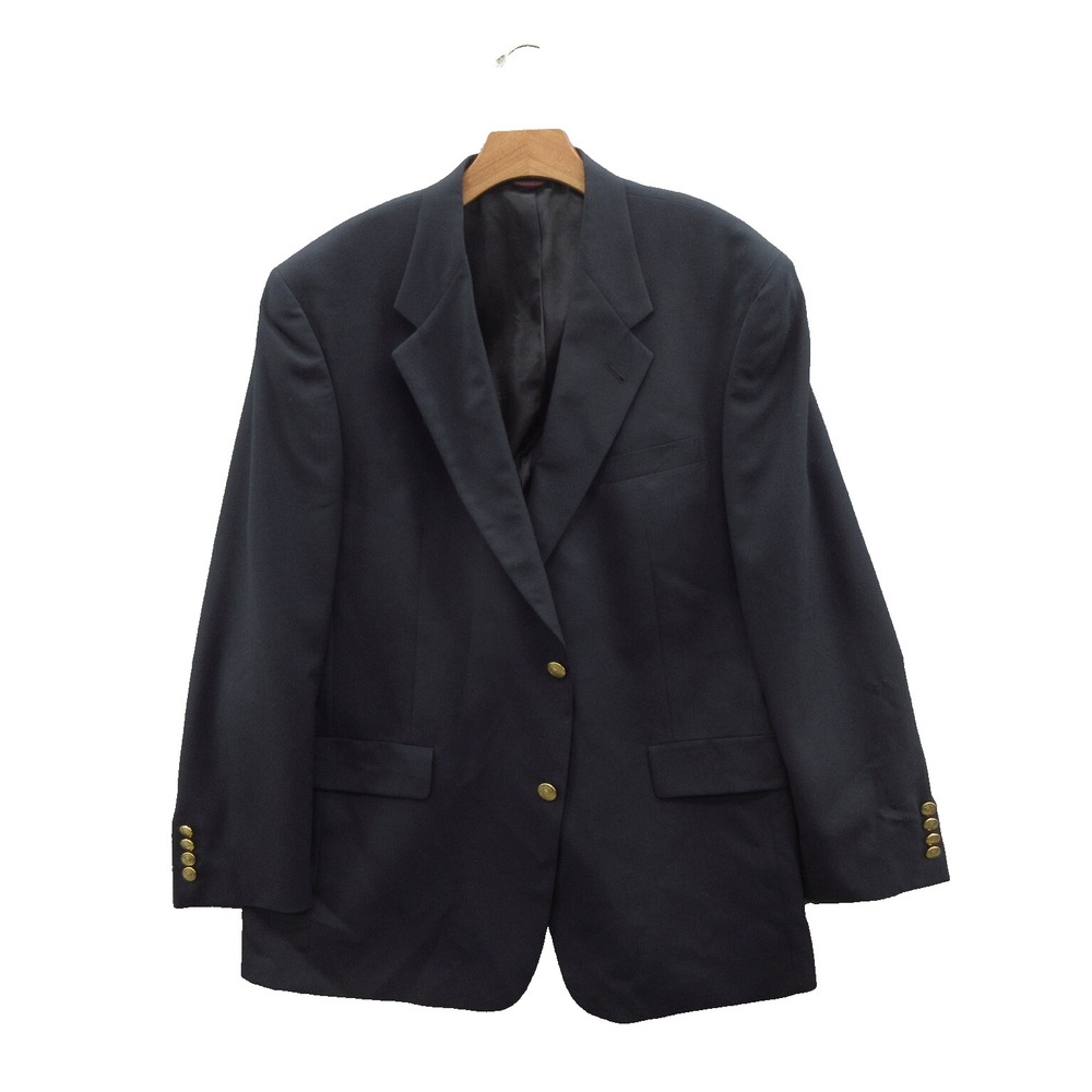Hart Schaffner Marx Men' Blazer Size 44 Black Wool Single Breasted Two-Button